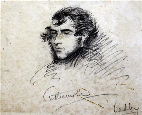 Octavius Oakley (1800-1867) Head study of George Cattermole 1800-1868 6.5 x 8in.